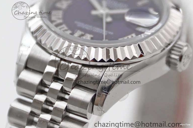 MiroTime 0516 Lady DateJust 28 SS TWF 1:1 Best Edition 904L Steel Purple Dial Roman Markers on President Bracelet NH TravelReady 2172